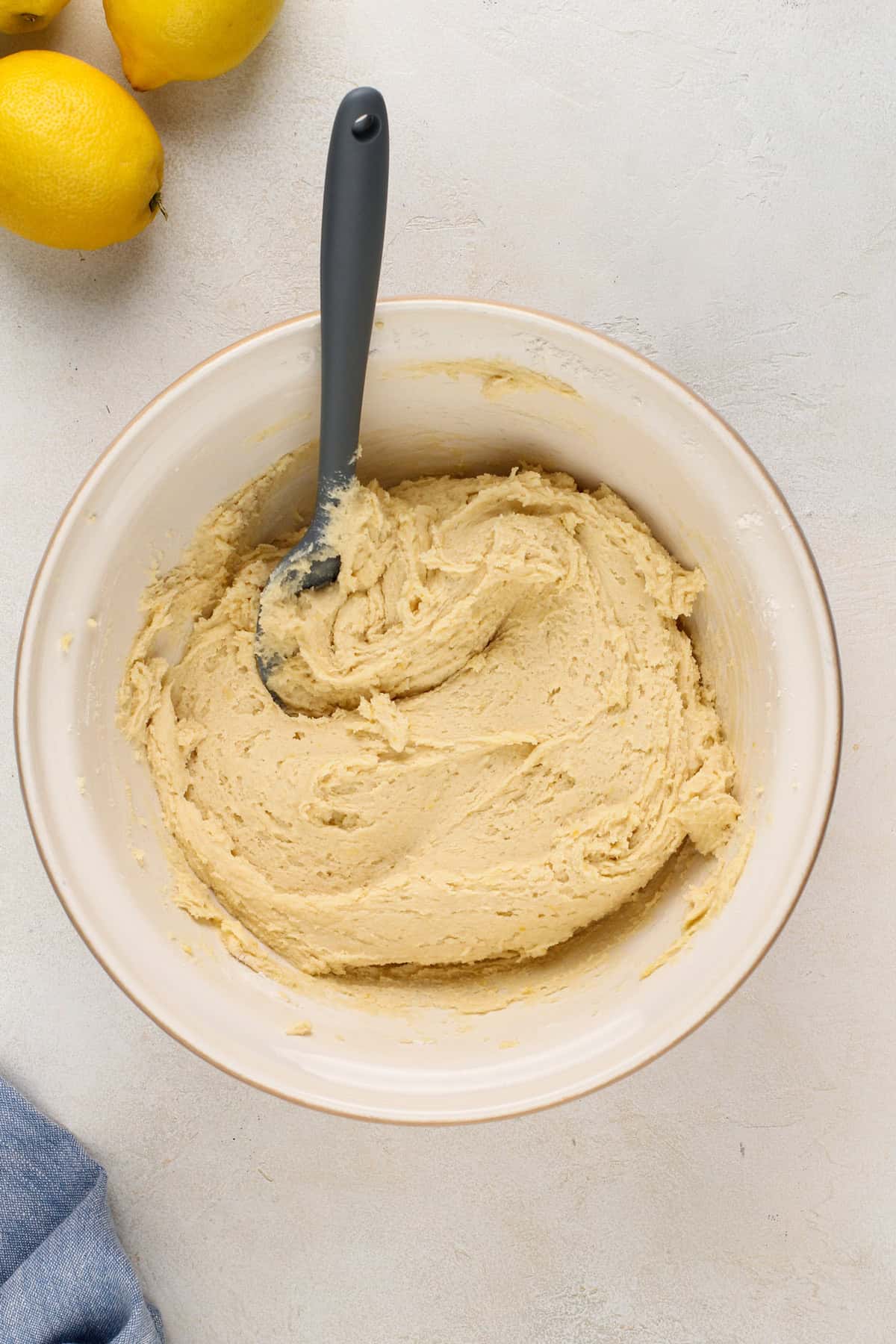 Bowl of lemon cookie dough.