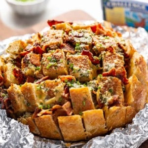 Unwrapped cheesy ranch pull-apart bread, ready to eat