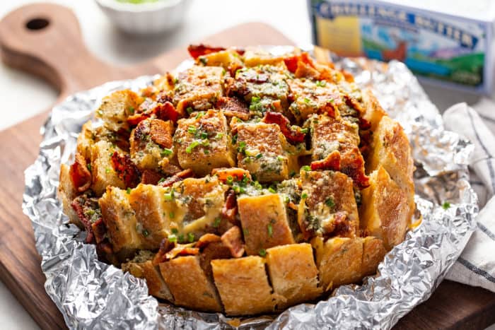 Unwrapped cheesy ranch pull-apart bread, ready to eat